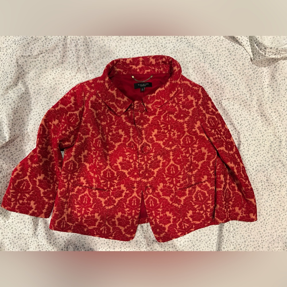 Talbots Red and Pink Textured Blazer